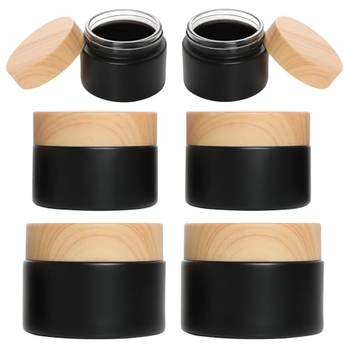 6Pc Glass Cosmetic Jars with Lids - Refillable 15ml 30ml 50ml