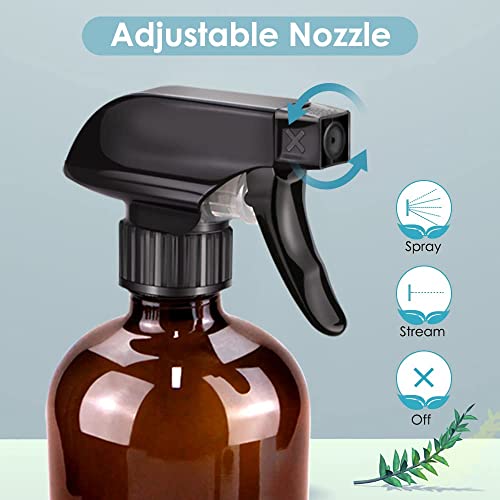 Bontip Amber Glass Spray Bottle Set, 16 oz (2-Pack)