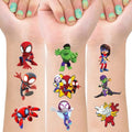Spider and Friends Temporary Tattoos for Kids - 8 Sheet Set
