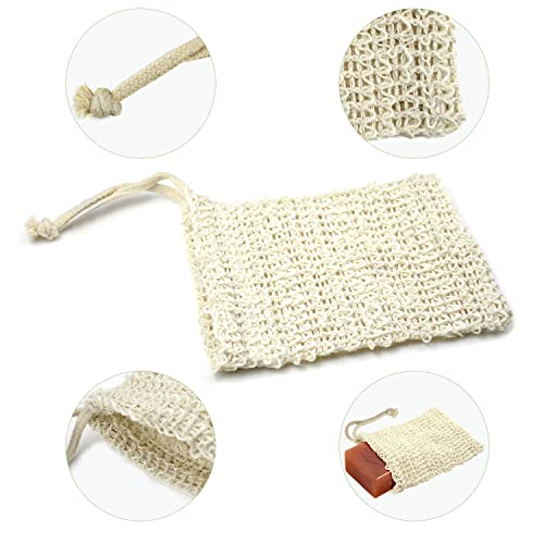 E-KNOW Soap Saver Pouch, Soap Bag Body Scrubber for Bar Soap or Soap Lift, Body Exfoliator Sponge for Bath or Shower, 4 Pack Soap Bag + 3 Piece Soap Lift Soap Saver Pads.