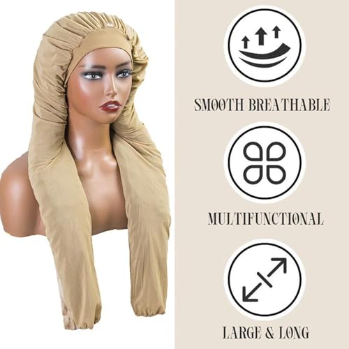 MsFan Braid Bonnet for Sleeping - Long Hair Protective Night Cap - Skin Variation