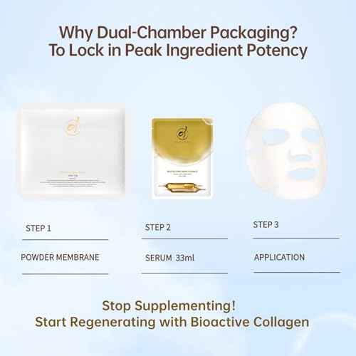 Bioactive Collagen Face Mask,Separated Serum Gel 33ml And Powder Membrane, Real Deap Skin Care Beauty SPA,Hydrating,Repairing,Revitalizing, Anti-Aging (10 pairs)