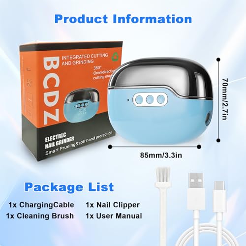 Electric Nail Clipper with LED Light & 3 Speed Settings
