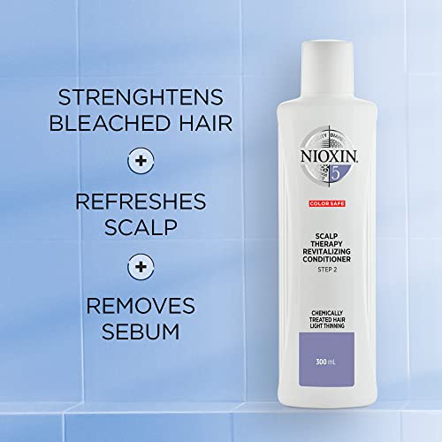 Nioxin System 5 Scalp Therapy Conditioner, with Peppermint Oil, Treats Dry Scalp, Provides Moisture Control & Balance, For Bleached & Chemically Treated Hair with Light Thinning, 10.1 fl oz