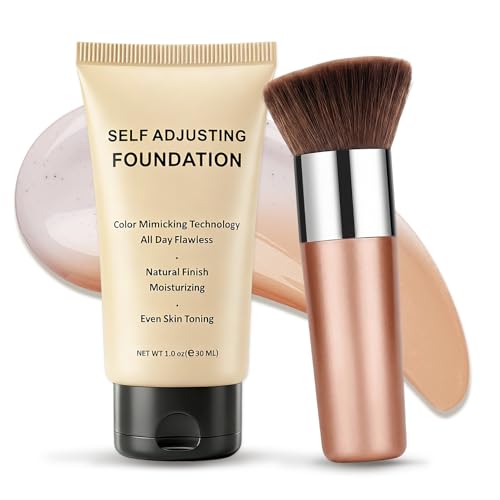 Color Changing Foundation with Brush - Self-Adjusting, Lightweight & Hydrating