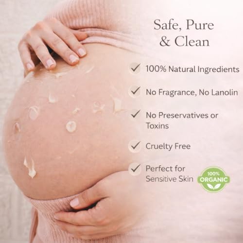 Irene Organics Organic Belly Butter for Pregnancy Stretch Mark Prevention and Treatment Award Winning Anti Stretch Mark Tummy Balm For Pregnancy and Postpartum 8oz - Hydrating Bump Cream