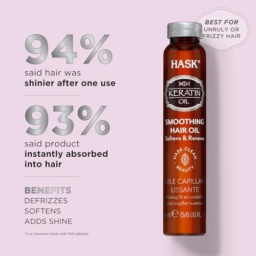 Hask Keratin Protein Smoothing Shine Oil Vials (12-Pack)