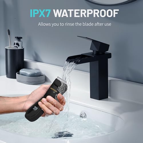PRITECH Manscape Body Hair Trimmer for Men - Waterproof Pubic Hair Ball Trimmer, Ceramic Blade Electric Body Shavers for Men with USB-C Charging, Wet & Dry Use & Nick-Free Razor, Sensitive Skin Safe
