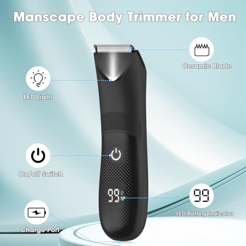 Manscape Ball Trimmer for Men, Body& Pubic Hair Trimmer and Groin Hair Shaver, Bikini Shaver Women, Wet/Dry Smooth Shaving, IPX7 Waterproof