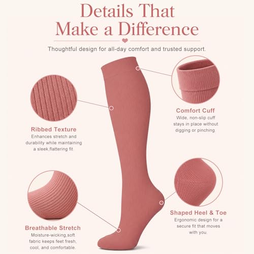 Compression Socks for Men & Women - 4 Pairs for Circulation Support