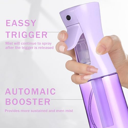 2-Pack Continuous Spray Bottles & 1 Travel Spray Bottle – 6.8oz & 1oz Mist Sprayers for Hair, Cleaning, and Gardening