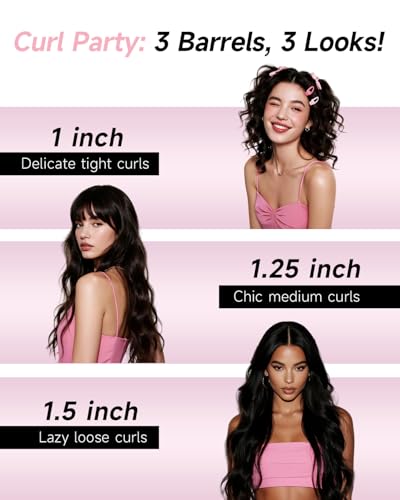 3-in-1 Automatic Curling Iron with 3 Ceramic Barrels (1"-1.5")