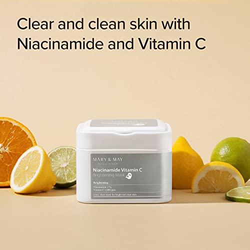 Mary&May Niacinamide Vitamin C Brightening Mask 30ea | Mask sheet wipes, Cica sheet mask, Korean Skincare, sheet mask wipes, Vitamin C Mask sheet | EWG Green