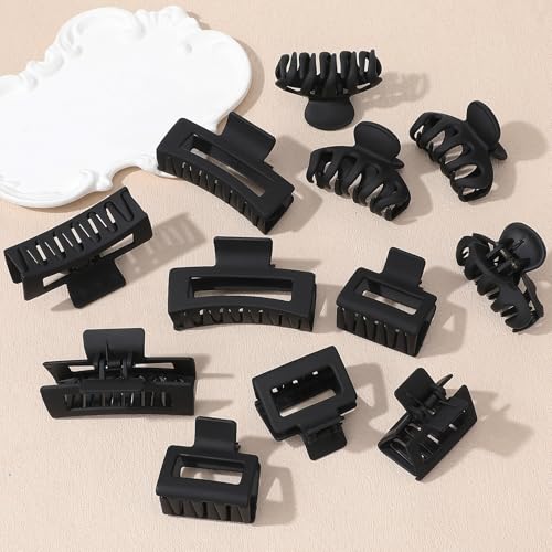 Claw Hair Clips Set for Women - 12 Non-Slip Clips in 3 Sizes