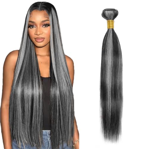 Fridnae 32 Inch P1B Grey Straight Human Hair Bundle - 100g