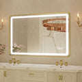 LED Bathroom Mirror 24x36 with Gold Frame, Dimmable & Anti-Fog