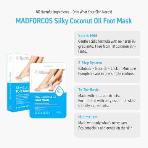 Silky Coconut Oil Foot Mask ? 5 or 10 Pairs Hydrating Booties for Dry, Cracked Feet | Nourishing, Moisturizing & Walkable | Spa Foot Treatment at Home (10 Pair (Pack of 2))