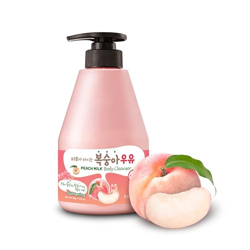 WELCOS Kwailnara Peach Milk Body Lotion & Body Wash Set ? Moisturizing & Revitalizing Korean Skincare Bundle with Peach Extract, 560g / 19.75oz Each