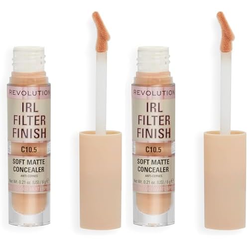 Revolution, IRL Filter Finish Concealer, Full Coverage, Oil-Free, Long-Lasting & Lightweight Formula, Infused with Hyaluronic Acid, Vegan & Cruelty-Free, C10.5, 0.21 oz (Pack of 2)