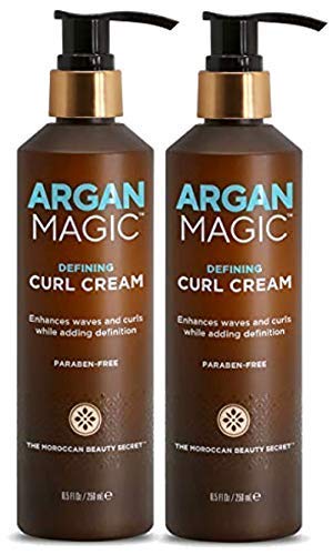 Argan Magic Defining Curl Cream - Enhances Waves & Curls While Adding Definition | Conditions, Detangles, Reduces Frizz | Enriched with Biotin | Made in USA | Paraben Free (8.5 oz / 250 ml / 2 Pack)