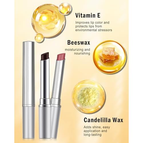 Tinted Lip Balm-2Pcs Hydrating Black Brown Pink Sugar Color Lip Tint Moisturizer,Shiny Honey Lip Care Balm for Dry Lip,Moisturizing Sheer Lip Gloss Lip Treatment, Christmas Lip Makeup Gift for Women