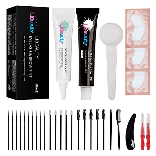 Libeauty Lash Color Kit Black Eyelash Color Volumizing Eyebrow Hair Coloring Kit DIY Use At Salon Or Home Natural Eyelash Treatment