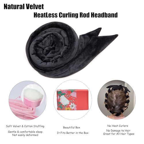 Heat Less Curling Rod Headband Hair Curlers to Sleep in Heat Less Curls Overnight Curls Heatless Curling Set No Heat Hair Curlers for Blowout Long Hair