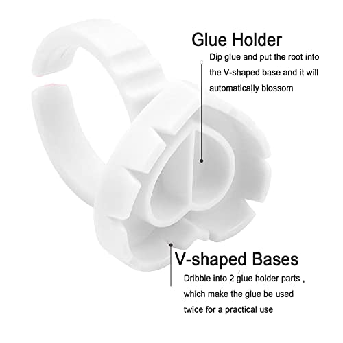 Blossom 300 PCS Heart Glue Cups for Lash Extension Supplies, Fan Fanning Eyelash Glue Holder, White