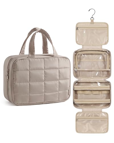 BAGSMART Hanging Toiletry Bag for Women, Puffy Makeup Organizer