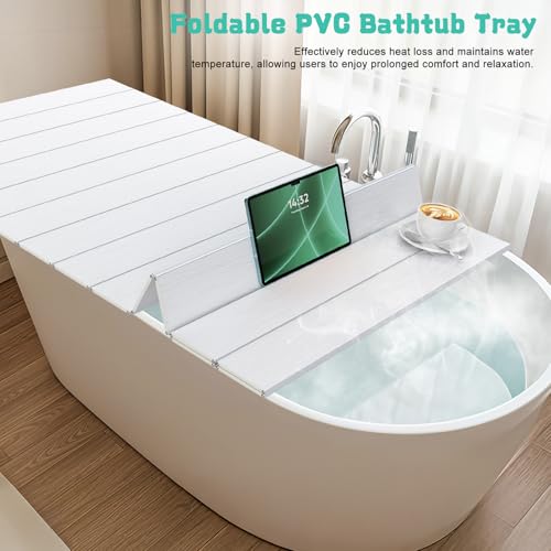 Foldable Bathtub Cover 63x32 Waterproof PVC Tray with 11LB Load