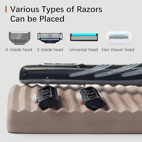 Diatomite Razor Holder for Shower,Water Absorption Fast Drying Natural Diatomite Tray for Razor Soap Shaving Cream Foam Bottle Face Wash (Light grey)