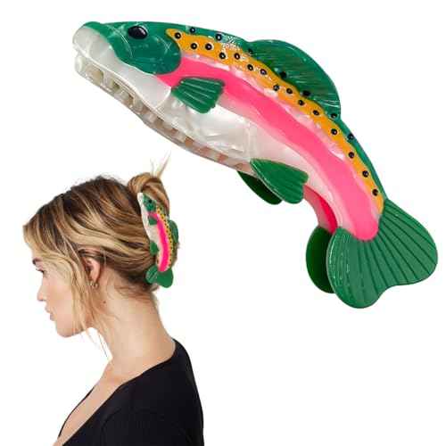 Salmon Hair Claw Clip Acetate Hair Clips Fish Unique Fashion Acetate Hair Catch Barrette Non Slip Strong Hold Jaw Clamp Ocean Animal Fashion Barrette Big Claw Clamp for Women Girl