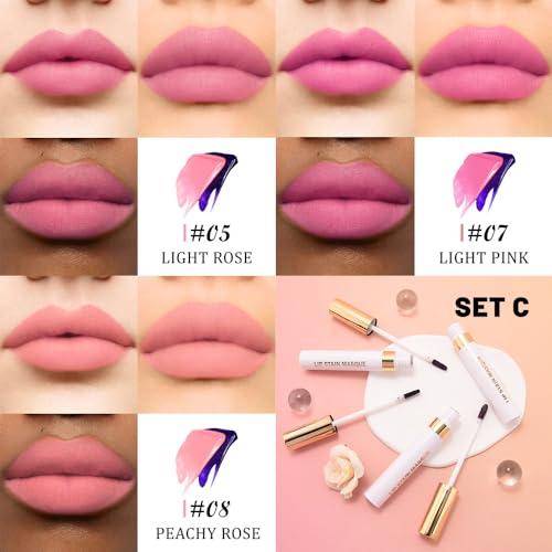 3-Piece Peel Off Lip Stain Tattoo Set with Tweezer - Long Lasting
