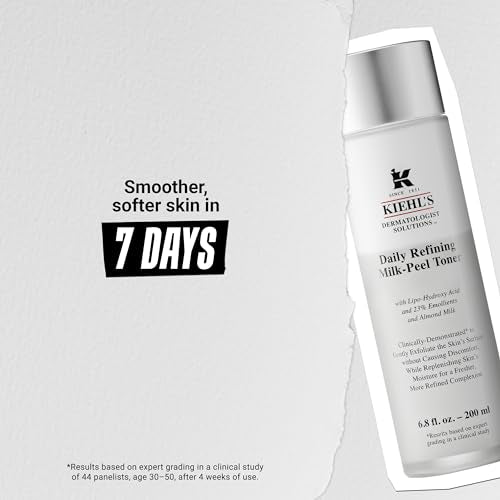 Kiehl's Daily Refining Milk-Peel Toner, Gentle Exfoliating Facial Toner, Refines Skin Texture, Brightens & Softens Skin, Restores Moisture, with Lipo-Hydroxy Acid & Almond Milk - 6.8 fl oz