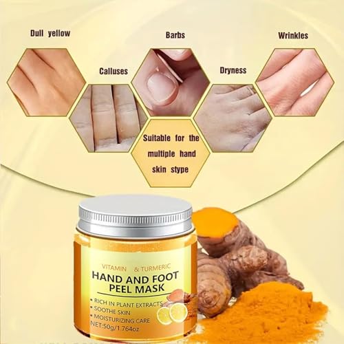 Turmeric Hand & Foot Peel Mask - Exfoliating Wax with Vitamin C (1.76 oz)