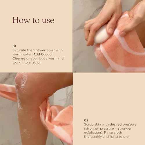 HANNI Extra-Long Shower Scarf, Japanese-Inspired Exfoliating Body Scrubber, Loofah-Like Wash Cloth for Dead Skin Removal