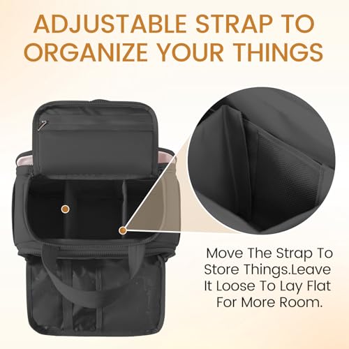 Toiletry Bag Puffy Large Travel,Lightweight Cosmetic Travel Bag with Trolley Strap,Makeup Bag for Accessories,Black
