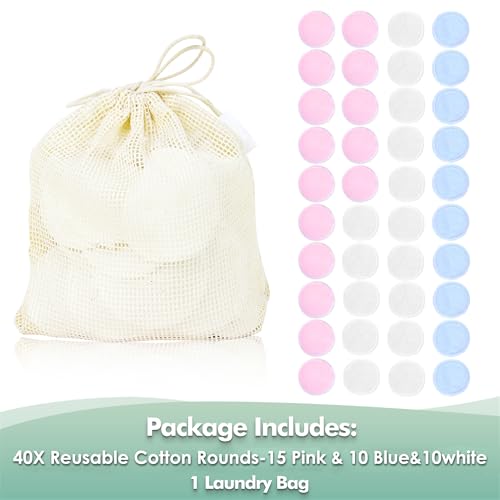 wegreeco 40 Pack Reusable Makeup Remover Pads, Washable Cotton Rounds