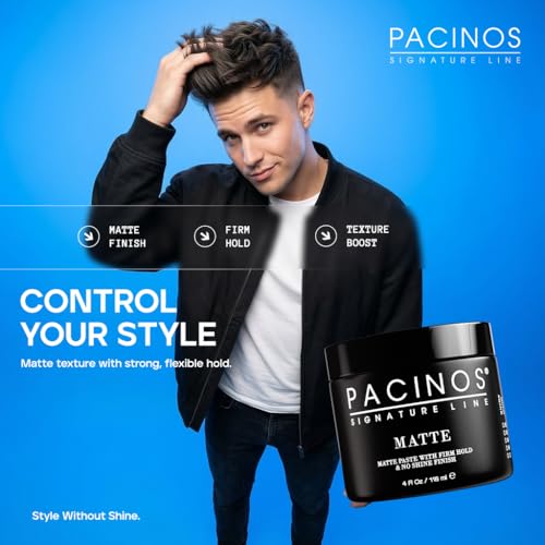 Pacinos Matte Hair Paste for Men | Medium-Firm Hold, No Shine, 4 fl oz