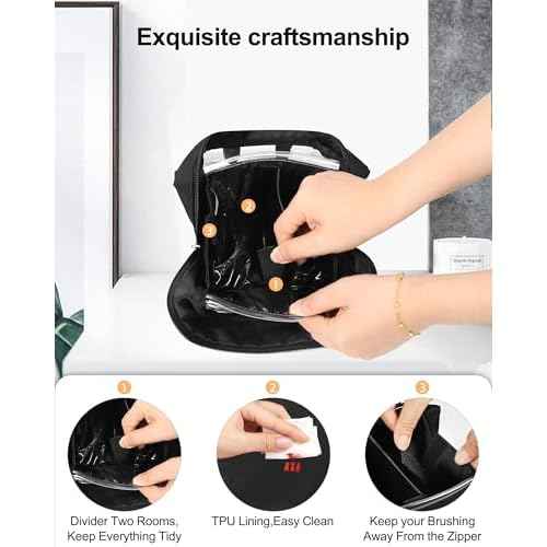 MONSTINA Makeup Brush Organizer Bag,Large Capacity Portable Stand-Up Makeup Brush Holder,Professional Artist Makeup Brush Sets Case Dust-proof TPU Transparent Clear