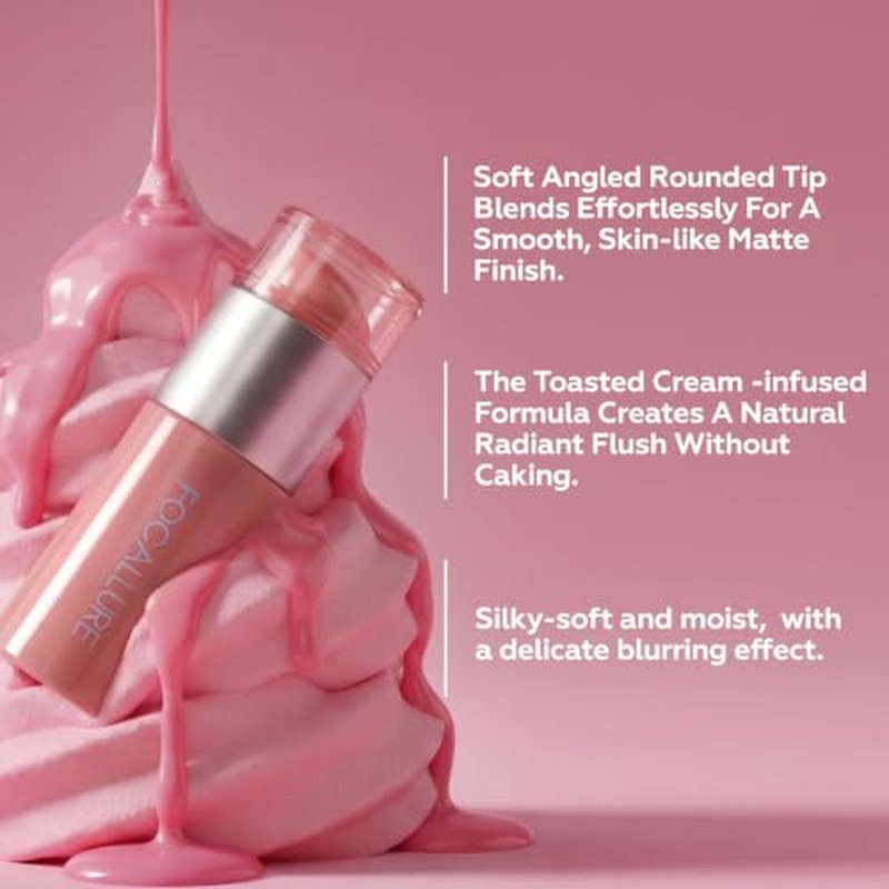 FOCALLURE Lip and Cheek Tint - Matte Cream Blush & Eye Color, Milk Tea