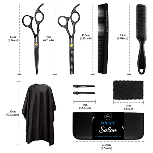 Sirabe 10 PCS Professional Hair Cutting Scissors Set with Thinning Shears