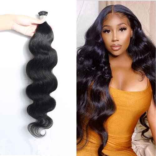 I Tips Body Wave Microlink Human Hair Extensions Brazilian 100% Real Human Hair Bundles Itips Micro Beads Body Wave Bulks Pre Bonded Keratin Stick Tipped Hair Extensions 100 Strands 100g 24"