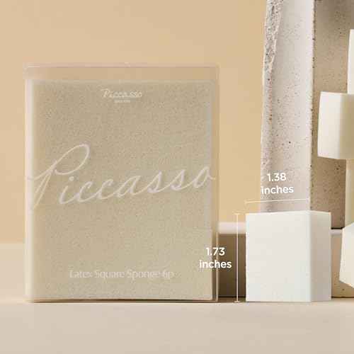Piccasso Latex Square Makeup Sponges 6P ? High Elastic Face Sponges for Foundation, Soft Square Sponges for Makeup, Perfect for Detailed Coverage & Smooth, Seamless Application