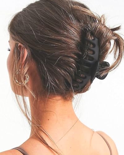 Medium Hair Claw Clips - Strong Hold, Lightweight (Black, 6-Pack)