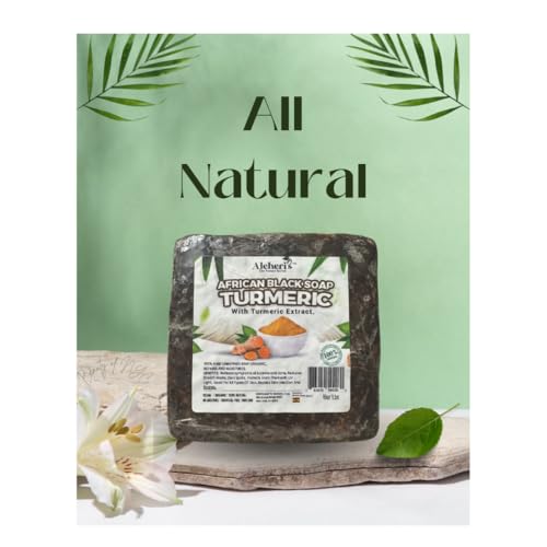 Aleheri's African Black Soap Turmeric 16 oz - 100% All Natural, Raw