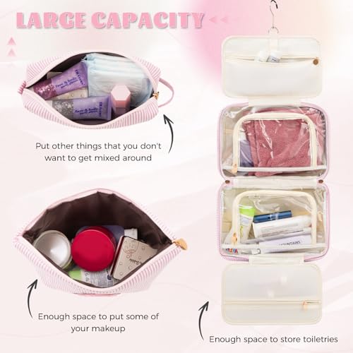 Personalized Initial Cosmetic Bag Set - Travel Makeup Organizer