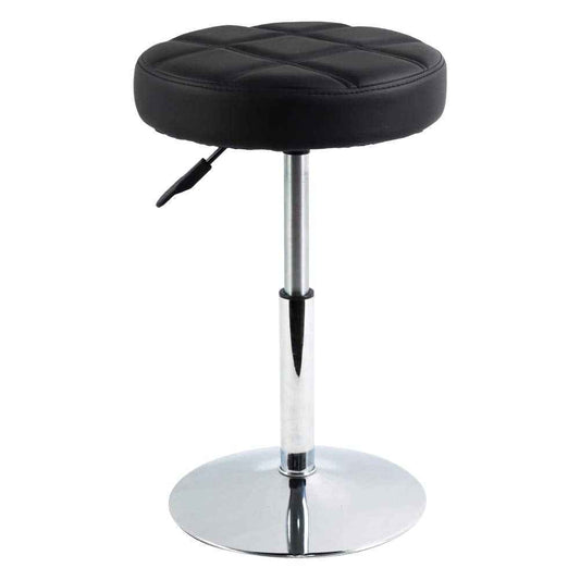 FURWOO Short Round PU Leather Shop Stool - Padded Stool for Salon,SPA,Manicure and Vanity - Small Black