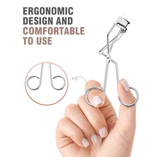 Eyelash Curler with Comb, Professional Volumizing Lash Lift Kit Lash Curler with Refill Pads for Home & Travel Uses, Silver