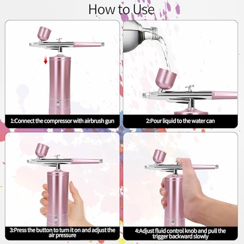 Wireless Airbrush Kit with Air Compressor – Nail Art, Makeup & Painting